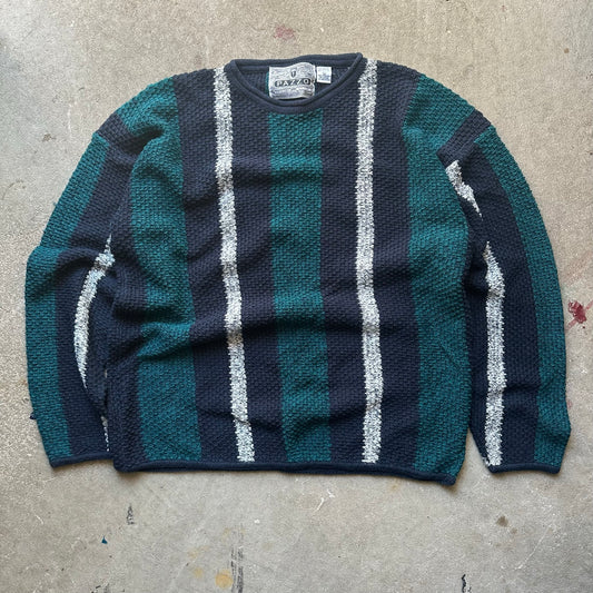 90s striped sweater - L